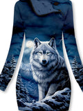 Women's Winter Wolf Art Design Casual Sweatshirt