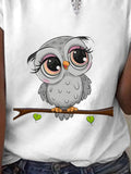 Women’s Summer Owl Print Short Sleeve T-Shirt