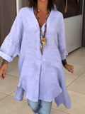 Women’s Casual Cotton And Linen Shirtdress