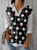 Women’s Funny Paw Art Print Versatile Knitted Vest Multicolor / Over-Size