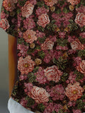 Women’s Pink Pattern Print Casual Cotton And Linen Shirt