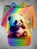 Women's Rainbow Panda Art Design Two Piece Suit Top