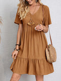 Flowing Dresses In Cotton And Linen Brown / S