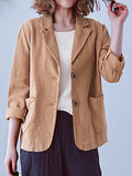 Cotton And Linen Spring Summer Long Sleeve Casual Jacket Caramel / M