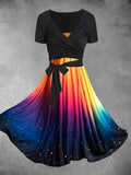 Women's Rainbow Gradient Art Design Two Piece Dress