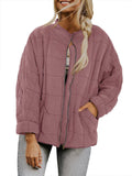 Women’s Solid Color Cotton Jacket With Pockets Pink / S