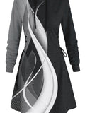 Women's Minimalist Black And White Abstraction Art Design Maxi Dress