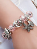 Vacation Style Fashion Turtle Dolphin Starfish Big Hole Beaded Bracelet