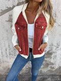 Women’s Denim Patchwork Casual Jacket Red / S