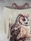 Women's Owl Art Design Two Piece Suit Top