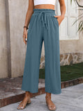 Women’s Solid Color Loose Elegant Casual Simple Cotton And Linen High Waist Wide Leg Pants