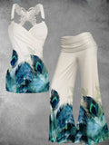 Women's Peacock Feather Gradient Art Two-Piece Sets