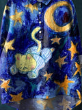 Vintage Lovely Cat Stars Moon Art Print Casual Cotton And Linen Shirt