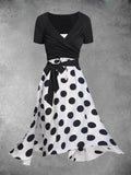 Women's Summer Polka Dot Art Design Two Piece Dress