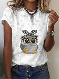 Women’s Summer Owl Print Short Sleeve T-Shirt Color / S