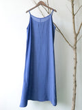 Women’s Cotton And Linen Light Weight Summer Inner Camisole Dress Blue / M