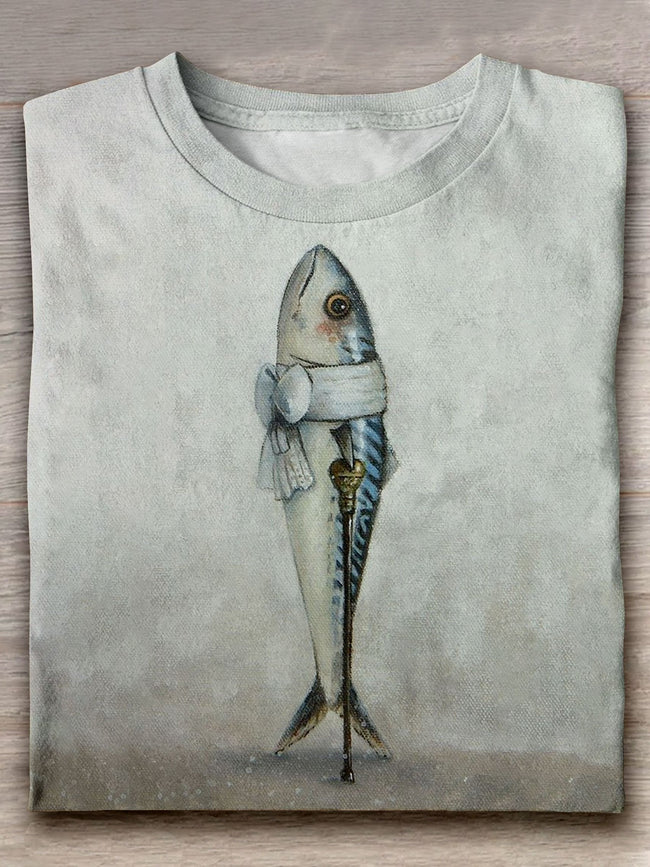 Funny Fish Sardines Art Print Casaul Short Sleeve T-Shirt Multicolor / S