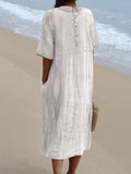 Women’s Pocket Linen Dress（Convertible Dress With Front And Back Option）