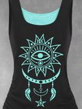 Women's Sun Moon Star Totem  Art Design Tank Top