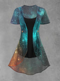 Women's Artistic Starry Ombre Print Sheer Two-Piece Top