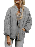 Women’s Solid Color Cotton Jacket With Pockets Gray / S