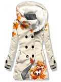 Women’s Cute Maple Leaf Fox Keeping Warm Fashion Sweatjacke Beige / S