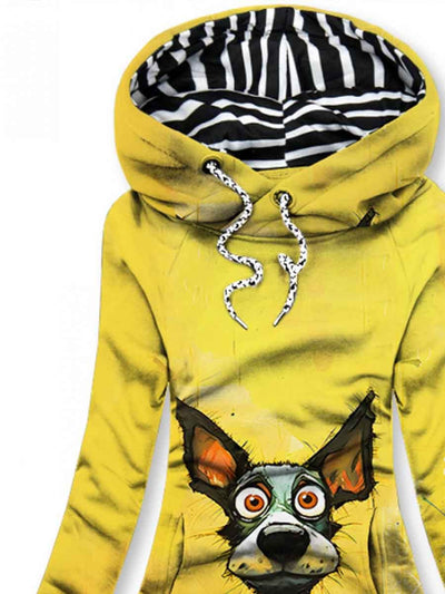 Women's Funny Dog Art Painting Print Casual Hoodie