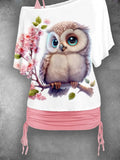 Women's  Owl Flower Two Piece Suit Top