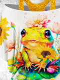 Women's   Animal  Frog And Flower    T-shirt