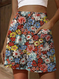 Women’s Vintage Lovely Floral Art Print Casual Tiered Palazzo Pants