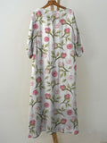 Women’s Rose Flower Print Pocket Cotton Dress