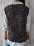 Women’s Floral Art Print Versatile Knitted Vest