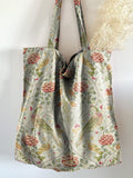 Cute Vintage Bird Floral Print Linen Tote Bag