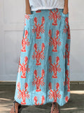 Lobster Repeat Pattern Printed Women’s Linen Pocket Skirt