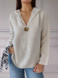 Women’s Cotton Linen Hooded Top Beige / S