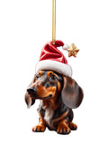 Christmas Cute Dachshund Flat Creative Gift Decorative Pendant