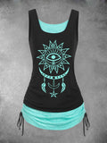 Women's Sun Moon Star Totem  Art Design Tank Top