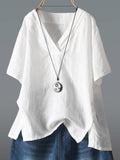 Women’s V-Neck Short Sleeves Casual Top White / M