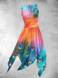 Women's Peacock Feather Art Maxi Dress