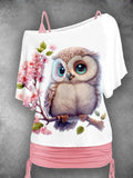 Women's  Owl Flower Two Piece Suit Top