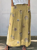 Petite Woodland Animals Pattern Printed Women’s Linen Pocket Skirt