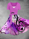 Women's Pink Gradient Elegant Evening Note Dress