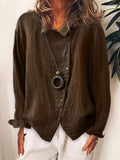 Women’s Cotton & Linen Casual Long Shirt Brown / S