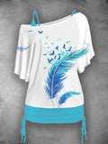 Women's  F eather Butterfly  Artistic Casual Tops