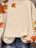 Women's Maple Leaf Print Casual Long Sleeve Sweatshirt