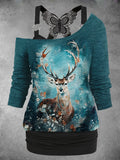 Women's Deer Art Design Two Piece Suit Top