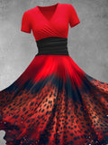 Women's Red Leopard Gradient Design Maxi Dress