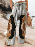 Women’s Retro Cute Head Print Cotton And Linen Casual Pants Multicolor / S