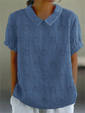 Women’s Casual Cotton And Linen Shirt Navy Blue / S