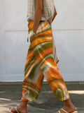 Hippie Style Swirl Pattern Printed Women’s 100% Cotton Casual Pants Multicolor / S